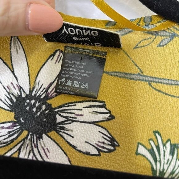 DAVID and Young Mustard Floral Print Kimono One Size - Picture 3 of 5